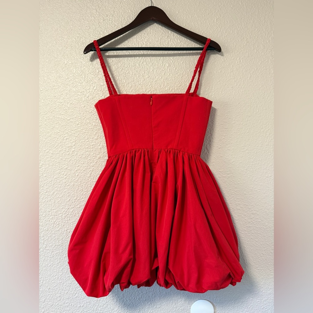 NWOT AKNVAS Anais Red Bubble Mini Dress Floral Birthday Party Holiday Dress 2 - Picture 6 of 7
